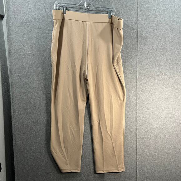 Isaac Mizrahi Live! Petite Crepe Knit Straight Leg Pant Cool Khaki, Petite 1X - Picture 2 of 8